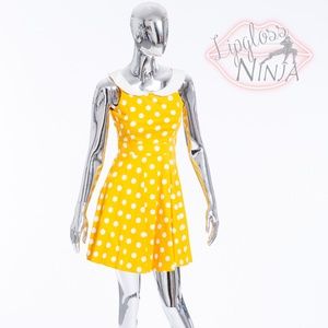 🆕Yellow & White Retro Polka dot dress